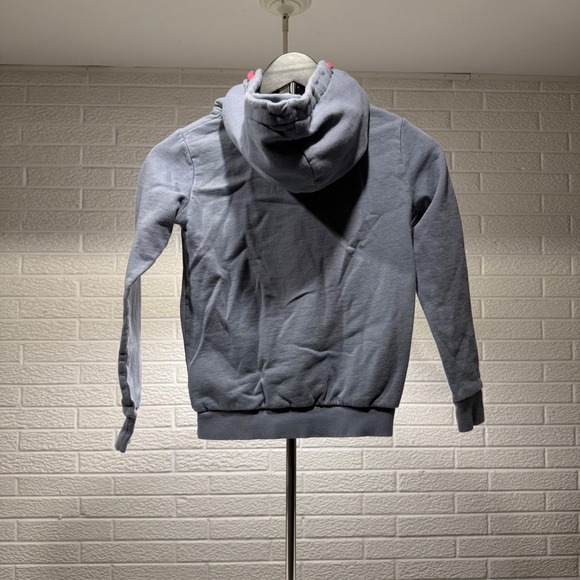 Ampelmann Kids Gray Hoodie with Pink Girl Logo Kangaroo Pocket Organic Cotton - Picture 4 of 7